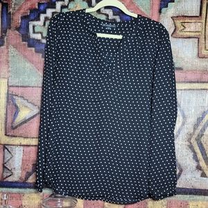 ADRIANNA PAPELL Polka Dot V-neck Tunic